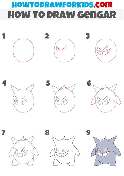 how to draw gengar|How To Draw Gengar Pokemon .